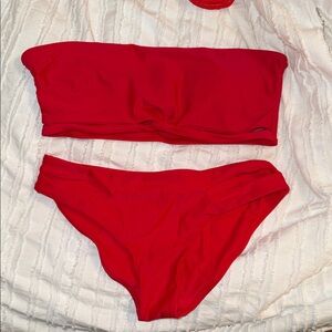 Red Bandeau Bikini Set